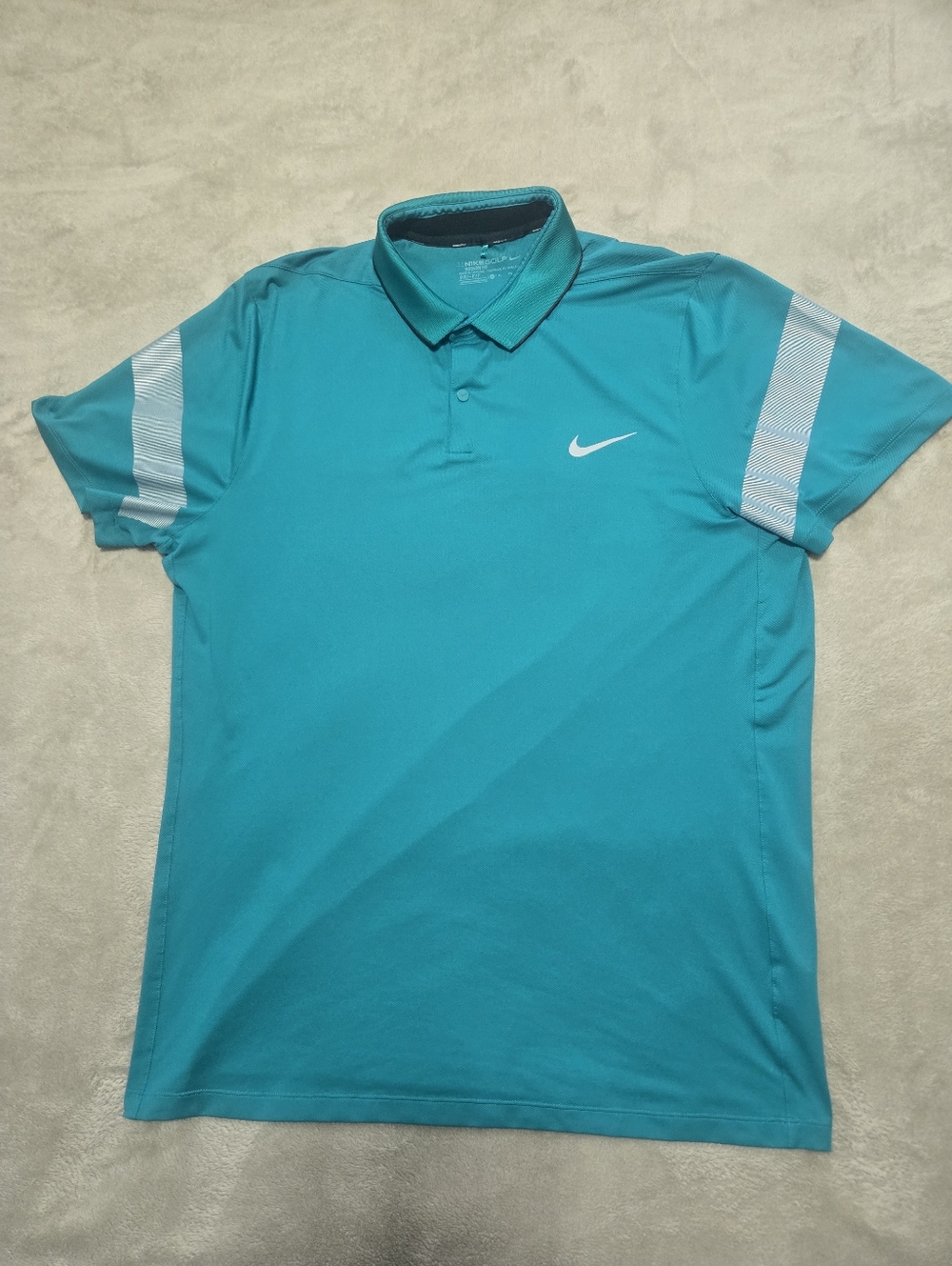 Nike Men’s Teal Polo Shirt with Reflective Sleeve Detail Mens Size XL Dri-fit
